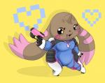 anthro cosplay female heart_symbol short_stack solo cocampplus bandai_namco blizzard_entertainment digimon overwatch d.va_(overwatch) digimon_(species) lagomorph lopmon mammal crossover hi_res