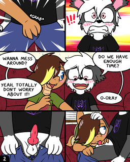 anthro balls blush clothed clothing erection fur genitals grope hair male male/male penis young pokefound da_silva gordon_(pokefound) pink_(pink) border_collie canid canine canis collie colubrid corn_snake domestic_dog herding_dog lampropeltini mammal pastoral_dog rat_snake reptile scalie sheepdog snake comic hi_res