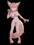 anthro big_breasts breasts female fur inner_ear_fluff looking_at_viewer naturally_censored nude pawpads pink_eyes simple_background smile solo standing tan_body tan_fur transparent_background tuft shizumi_tsubasa canid canine fox mammal 2019 3:4 alpha_channel hi_res