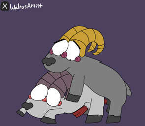 animal_genitalia animal_penis anthro anus bovid_horn caprine_horn duo feral fur genitals grey_body grey_fur hooves horn male male/male not_furry_focus penis ram_horn sex white_body white_fur walrus_artist comedy_central south_park rammyariesgoated bighorn_sheep bovid caprine mammal sheep absurd_res hi_res