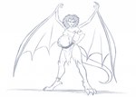 ankle_ring anthro armband belly belt big_belly bottomwear claws clothed clothing female hair hand_on_belly hand_on_hip loincloth looking_away navel outie_navel pregnant pregnant_anthro pregnant_female raised_tail scales solo standing tail tiptoes toe_claws topwear wings convexpert disney gargoyles demona_(gargoyles) gargoyle 2021