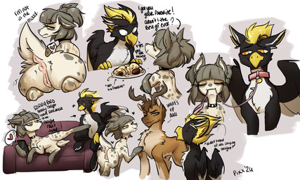 antlers beak cloven_hooves collar cuckold dialogue dominant dominant_female feet female group hooves horn leash leashed_collar manipulation manipulative size_difference smaller_female talons toes trio wings pixxpal european_mythology greek_mythology hasbro my_little_pony mythology domino_(character) ping_wing avian deer hippogriff hybrid mammal mythological_avian mythological_creature 5:3 hi_res