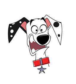 black_ears black_nose black_spots collar feral fur heterochromatic_ears male pink_inner_ear red_collar scared solo spots star toony white_body white_fur white_spots omniferret 101_dalmatian_street 101_dalmatians disney dylan_(101_dalmatians) canid canine canis dalmatian domestic_dog mammal hi_res