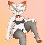 4_fingers anthro biped breasts clothing female fingers lingerie looking_at_viewer navel sitting slightly_chubby smile solo azlech nintendo pokemon generation_8_pokemon lagomorph mammal pokemon_(species) scorbunny 1:1 2019 hi_res