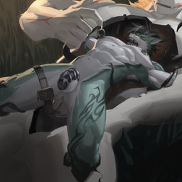 abs anal anal_penetration annoyed anthro athletic balls black_penis black_tentacles chastity_cage chastity_device duo dutch_angle egg_vibrator flaccid genitals green_body hair half-erect licking licking_lips low-angle_view male male/male muscular muscular_male nipple_fetish nipple_piercing nipple_play nipple_ring nipple_ring_pull nipples object_in_ass open_mouth pecs penetration penis piercing restrained restrained_by_tentacles ring_piercing sex_toy sex_toy_in_ass sex_toy_insertion size_difference spread_eagle tattoo tentacles tongue tongue_out vibrator vibrator_in_ass white_body awaldkize mythology animate_inanimate dragon living_clothing mythological_creature mythological_scalie scalie 1:1 absurd_res hi_res