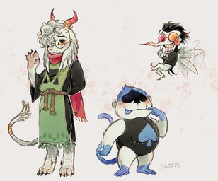 ambiguous_gender anthro belly_mouth black_body black_fur black_hair blue_body blue_fur blush blush_lines claws eyeless eyewear fangs feathered_wings feathers fur furgonomic_piercing furgonomics gesture glasses group hair horn insect_wings looking_at_viewer male multicolored_body one_eye_obstructed pawpads paws piercing scarf simple_background spades_(suit) suit_symbol tail teeth tongue tongue_out toothy_grin trio unusual_anatomy unusual_mouth_placement unusual_wing_placement waving waving_at_viewer white_body white_feathers white_fur white_hair wing_piercing wings lutraviolet deltarune mythology undertale_(series) lancer_(deltarune) ralsei spamton_g._spamton dragon fairy furred_dragon furred_scalie haplorhine humanoid mammal monkey mythological_creature mythological_scalie primate scalie 2025 hi_res signature