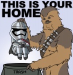 armor bandolier brown_body brown_fur container duo fur in_container in_trash male parody pauldron text trash_can unknown_artist star_wars the_force_awakens captain_phasma chewbacca stormtrooper alien alien_humanoid human humanoid mammal wookiee 2015 digital_media_(artwork) english_text meme