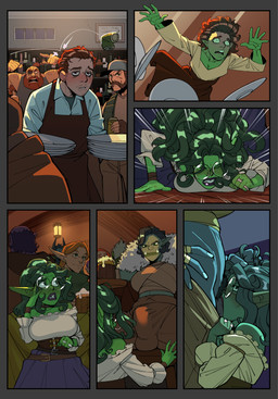 angry apron bar baseball_cap beard beer_mug belt beverage_can breast_growth breasts brown_hair bulge clothing digit_ring dress eyewear facial_hair facial_piercing fantasy fellatio female finger_ring gender_transformation genitals glasses green_body group growth gynomorph gynomorph/female hair hat headgear headwear humanoid_pointy_ears inside intersex intersex/female jewelry lamp male mtf_transformation nose_piercing nose_ring not_furry open_mouth oral penile penis piercing pointy_ears reality_shift ring_piercing round_glasses sex sitting smile species_transformation surprised transformation tusks waiter castledolphyn elf goblin human humanoid mammal orc 2026 absurd_res comic digital_media_(artwork) hi_res