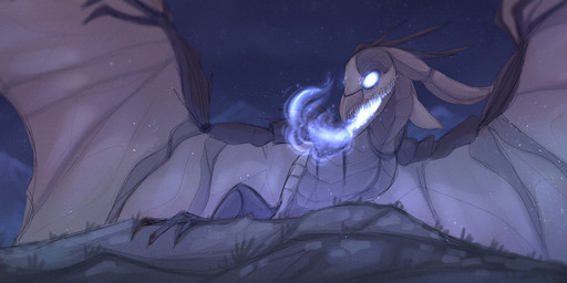ambiguous_gender blue_fire breath_powers brown_body brown_wings colored_fire elemental_manipulation empty_eyes feral fire fire_breathing fire_manipulation membrane_(anatomy) membranous_wings mountain open_mouth outside sharp_teeth sky solo teeth unsigned wings santanahoffman mythology dragon mythological_creature mythological_scalie scalie