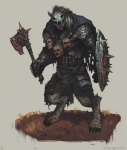 anthro armor axe battle_axe berserker blood bodily_fluids bracers breastplate chainmail death gore gorget head_necklace headgear helmet male melee_weapon pauldron round_shield shield skull_helmet spiked_shield spikes studs warrior weapon wounded wraps unknown_artist demon gnoll hyena mammal spotted_hyena artist_name unavailable_at_source watermark