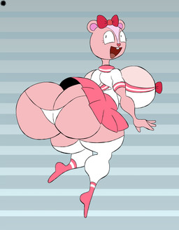 4_fingers anthro asian_clothing back_boob big_breasts big_butt bottom_heavy bottomwear bow_tie breasts bubble_butt buckteeth butt clothing countershade_breasts countershade_face countershading curvy_figure east_asian_clothing eyelashes female fingers footwear fur heart_nose heart_symbol huge_breasts huge_butt huge_hips huge_thighs japanese_clothing japanese_school_uniform legwear logo looking_back one_leg_up open_mouth open_smile pink_body pink_fur raised_leg rear_view school_uniform serafuku shoes skirt small_waist smile socks solo spherical_breasts teeth text thick_thighs thigh_highs thigh_socks thong underwear uniform wide_hips thatdawgmurray happy_tree_friends giggles_(htf) chipmunk ground_squirrel mammal rodent sciurid absurd_res aliasing artist_logo artist_name digital_media_(artwork) hi_res signature