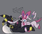 black_body black_fur dominant duo featureless_crotch female feral fur male male/female pink_body pink_fur ribbons spread_legs spreading druggetcat nintendo pokemon eeveelution generation_2_pokemon generation_6_pokemon pokemon_(species) sylveon umbreon absurd_res hi_res