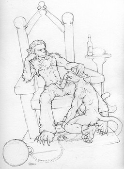 anthro anthro_on_anthro anthro_penetrated anthro_penetrating anthro_penetrating_anthro ball_and_chain bdsm bodily_fluids bondage bound chain chair clothed clothed/nude clothed_male clothing crying dominant dominant_male duo erection fellatio fur furniture genitals hair licking male male/male male_penetrated male_penetrating male_penetrating_male nude oral penetration penile penis penis_lick sex submissive submissive_male tail tears throne tongue tongue_out topless valk domestic_cat felid feline felis lion mammal pantherine full-length_portrait monochrome portrait source_request traditional_media_(artwork)
