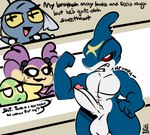 1-upclock abs aipom anthro asking_another audrey_(1-upclock) balls big_balls big_penis bigal_(1-upclock) brother_(lore) brother_and_sister_(lore) chinchou dialogue english_text female flexing gem generation_2_pokemon generation_3_pokemon genitals group hair_beads hi_res jewelry karen_(1-upclock) kecleon lulu_(1-upclock) male muscular muscular_male necklace nervous_sweat nintendo pearl_(gem) pearl_necklace penis pokemon pokemon_(species) profanity sharpedo sibling_(lore) sister_(lore) text