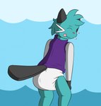 anthro biped clean_diaper clothed clothing diaper fur looking_at_viewer male shirt simple_background solo standing topwear wearing_diaper ritzcat nintendo pokemon dewott generation_5_pokemon pokemon_(species) archived_source digital_drawing_(artwork) digital_media_(artwork) hi_res