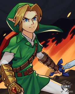 5_fingers blue_eyes brown_hair clothed clothing eyebrows fingers green_clothing green_hat green_headwear hair hat headgear headwear holding_melee_weapon holding_object holding_sword holding_weapon humanoid_pointy_ears male melee_weapon not_furry pointy_ears solo sword weapon orlek cc-by-nc-nd creative_commons nintendo the_legend_of_zelda link humanoid hylian 2022 4:5 absurd_res hi_res