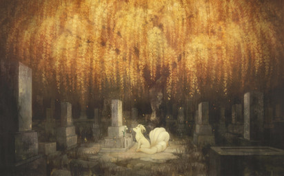 ambiguous_gender autumn cemetery dark detailed_background feral flower grave love multi_tail nature outside pain plant rock sad solo tail tombstone tree wood apois nintendo pokemon canid canine generation_1_pokemon mammal ninetales pokemon_(species) digital_media_(artwork) digital_painting_(artwork) painting_(artwork)