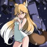 adolescent amber_eyes blonde_hair breasts breathing clothing contrapposto duo female female_focus fox_tail gradient_hair hair inner_ear_fluff long_hair looking_at_viewer machine mecha school_swimsuit small_breasts solo_focus star swimwear touching_own_breast tuft white_clothing white_school_swimsuit white_swimwear young rohitsuka gundam kemono_friends mobile_suit_gundam ezo_red_fox_(kemono_friends) rx-78-2_(gundam) animal_humanoid canid canid_humanoid canine canine_humanoid fox_humanoid humanoid mammal mammal_humanoid 1:1 2017 crossover portrait three-quarter_portrait