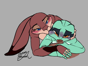 anthro athletic athletic_anthro athletic_male bedroom_eyes blue_eyes blush brown_body brown_fur cheek_bulge fellatio fur genitals glans green_body group group_sex humanoid_genitalia humanoid_penis kissing_cheek lying male male/male membrane_(anatomy) narrowed_eyes natural_eyeshadow on_front open_mouth oral orange_eyes penile penis pupils seductive sex sharp_teeth square_pupils tan_body tan_fur teeth threesome trio webbed_hands white_body yellow_sclera wayesh hinato_(wayesh) muzakir_(wayesh) amphibian frog hare lagomorph leporid mammal 2025 hi_res signature andromorph_(lore)