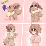 accessory anthro_to_human base_two_layout basic_sequence biped blush breast_growth breasts brown_body brown_eyes brown_fur brown_hair female feral feral_to_anthro feral_to_human floral flower flower_accessory flower_hair_accessory flower_in_hair flower_on_head food four_frame_grid four_frame_image four_frame_sequence fruit fur genitals grape grid_layout growth hair hair_accessory kneeling looking_up nude open_mouth plant pussy quadruped quadruped_to_biped regular_grid_layout solo species_transformation surprise transformation transformation_by_substance transformation_mechanism transformation_sequence transformation_through_food two_row_layout young young_female young_feral valeria_fills nintendo pokemon eevee generation_1_pokemon human mammal pokemon_(species) 1:1 2020 comic sequence