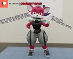 3d_(artwork) anthro black_clothing black_footwear black_shoes camseven chip_(sonic) clothing digital_media_(artwork) english_text femboy footwear fur gesture hair hand_on_hip hi_res looking_at_viewer male mammal navel_outline nipple_outline red_body red_fur sega smile solo sonic_the_hedgehog_(series) sonic_unleashed teapot_(body_type) text thick_thighs tight_clothing unknown_species watermark waving white_hair wide_hips wings yoga_mat