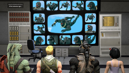anthro audience balls bodily_fluids broadcast butt cum cumshot ejaculation embarrassing_exposure embarrassing_nudity erection female genital_fluids genitals group male nude orgasm penis screen meteorsmash okamical_(modeler) epic_games fortnite mythology dire_(fortnite) evie_(fortnite) hybrid_(fortnite) jonesy_(fortnite) thunder_(fortnite) canid canine human komodo_dragon lizard mammal monitor_lizard mythological_canine mythological_creature reptile scalie werecanid werecanine werecreature werewolf absurd_res hi_res