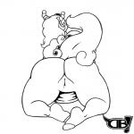 all_fours anthro anthrofied big_butt butt clothed clothing female genitals partially_clothed pussy rear_view simple_background solo white_background wide_hips darkboss nintendo pokemon generation_6_pokemon mega_ampharos mega_evolution pokemon_(species) 1:1 2018 line_art monochrome