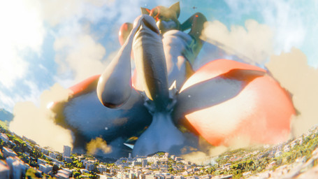 anthro balls big_balls big_penis bodily_fluids city cityscape cum cum_drip dripping extreme_size_difference genital_fluids genitals giga huge_balls huge_penis looking_at_viewer low-angle_view macro macro_anthro male penis sitting_on_knees size_difference smile solo stretching stretching_arms thick_thighs wet wet_body bloomthefurry theblackwolfxx warfaremachine_(modeler) canid canine fox mammal 16:9 3d_(artwork) blender_(artwork) digital_media_(artwork) hi_res widescreen