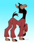 2023 anus artist_logo balls black_body black_eyes black_fur black_tail brown_anus brown_balls brown_face brown_feet brown_inner_ear butt camelid dated digital_drawing_(artwork) digital_media_(artwork) disney ecmajor eyebrows feet feral fur genitals gradient_background hi_res hooves kuzco llama logo long_neck looking_at_viewer looking_back looking_back_at_viewer male mammal multicolored_body multicolored_fur naughty_face on_model presenting presenting_anus presenting_balls presenting_hindquarters quadruped raised_foot rear_view red_body red_fur simple_background solo sparkles standing tail teeth the_emperor's_new_groove three-quarter_view