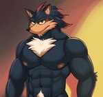 abs anthro areola biceps black_body black_fur chest_tuft daddyfication fur hair looking_at_viewer male muscular muscular_anthro muscular_male nipples nude pecs simple_background smile solo standing tuft elfein sega sonic_the_hedgehog_(series) shadow_the_hedgehog eulipotyphlan hedgehog mammal digital_media_(artwork) hi_res