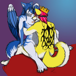 4_toes accessory anthro bed body_art breast_lick breast_play breasts claws cowgirl_position crown duo feathered_wings feathers feet female female_on_top female_penetrated from_front_position furniture genitals hair headband headgear inside king licking male male/female male_on_bottom male_penetrating male_penetrating_female mastery_position nails nipples nude on_bed on_bottom on_lap on_top paws penetration penile penile_penetration penis penis_in_vagina pink_hair royalty sex sitting sitting_on_bed sitting_on_lap sun tail tattoo toe_claws toes tongue tongue_out vaginal vaginal_penetration vulva wings jakthedrox recca tala_(suntattoowolf) canid canine canis domestic_dog husky mammal nordic_sled_dog spitz wolf
