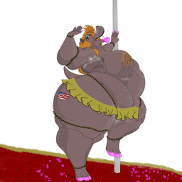 american_flag anthro belly big_belly big_breasts big_butt biped bodily_fluids bottomwear breasts brown_body brown_skin butt cellulite chain clothing colored_nails eyeshadow fat_arms female hair hooves huge_belly huge_breasts huge_butt huge_thighs larger_female lips makeup musk nails obese obese_female open_mouth orange_hair overweight overweight_female pink_nails pole raised_leg size_difference skirt solo stage stripper stripper_pole sweat sweatdrop sweaty_body sweaty_breasts sweaty_butt sweaty_legs sweaty_thighs thick_lips thick_nipples thick_thighs united_states_of_america wrinkled_armpit kxybeastar cindi_(kxybeastar) common_hippopotamus hippopotamid mammal 1:1 absurd_res hi_res