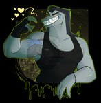 anthro clothing gloves hair handwear male muscular muscular_anthro muscular_male pecs sharp_teeth shirt solo tank_top teeth topwear inkyraptorwings disney star_vs._the_forces_of_evil toffee_(svtfoe) lizard reptile scalie septarian hi_res