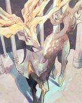 antlers blue_eyes column feral horn quadruped solo wood_sora nintendo pokemon generation_6_pokemon legendary_pokemon pokemon_(species) xerneas xerneas_(active_mode) hi_res