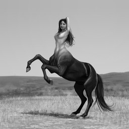 black_body black_hair breasts female grass hair hand_behind_head nipples nude on_hind_legs outside plant solo liminalbean european_mythology greek_mythology mythology centaur equid equid_taur humanoid_taur mammal mammal_taur taur 1:1 2025 greyscale hi_res monochrome