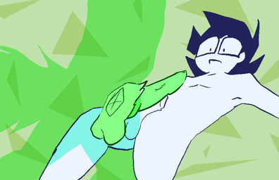 :< abstract_background animal_genitalia animal_penis balls canine_genitalia canine_penis disembodied_penis duo eyewear frottage genitals glasses green_balls green_penis humanoid_genitalia humanoid_penis knot knotted_penis looking_at_genitalia looking_at_penis male nude_human nude_male penile penis penises_touching rectangular_glasses sex white_body white_skin alyfia homestuck ms_paint_adventures jade_harley john_egbert canid canine human humanoid mammal 2026