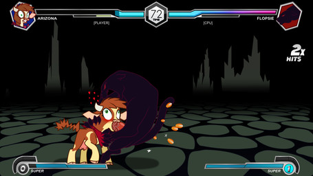 animal_genitalia animal_penis blush bodily_fluids brown_body brown_fur clothing drooling duo fake_screencap female feral fighting_game fur gameplay_mechanics genitals green_eyes gui health_bar heart_symbol hooves kerchief male male/female oral penis purple_body purple_fur red_eyes saliva teats text toony udders theonewithoutaname them's_fightin'_herds arizona_cow_(tfh) beef_cattle bovid bovine cattle felid flopsie_(tfh) hereford_cattle mammal pantherine absurd_res english_text hi_res
