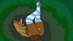 anus balls brown_body brown_fur brown_hair clothing feral footwear fur genitals hair legwear lying male on_back socks solo thigh_highs tongue tongue_out g-cat 16:9 hi_res widescreen