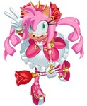 accessory anthro clothing dress female flower_accessory fur gloves green_eyes handwear headband magical_girl_outfit multicolored_clothing multicolored_dress pink_body pink_fur solo spikes thin_calves two_tone_clothing two_tone_dress wand white_clothing white_gloves white_handwear 3i8akira sega sonic_the_hedgehog_(series) amy_rose eulipotyphlan hedgehog mammal hi_res