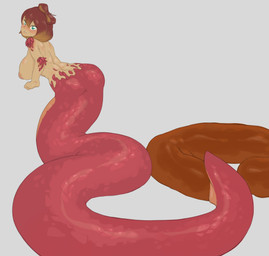 anthro apode big_breasts breasts feces female hair legless looking_at_viewer looking_back nipples nude pooping scatplay serpentine simple_background split_form linsaya draconcopode human humanoid lamia mammal reptile scalie snake 2019 absurd_res character_request digital_media_(artwork) hi_res