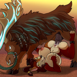 animal_genitalia animal_penis anthro anthro_on_feral anthro_penetrated antlers bestiality big_breasts blue_eyes bodily_fluids bracelet breasts bridle butt clitoris duo equine_genitalia equine_penis erection eyebrows facial_piercing female female_on_feral female_penetrated feral feral_penetrating feral_penetrating_anthro fur genital_fluids genitals gradient_background hair horn huge_breasts jewelry male male/female male_on_anthro male_penetrating male_penetrating_female nipples nose_piercing nose_ring open_mouth penetration penile penile_penetration penis penis_in_vagina piercing piledriver_position reins ring_piercing septum_piercing sex simple_background smile spiked_bracelet spikes spread_legs spreading teeth tongue vaginal vaginal_fluids vaginal_penetration vein vulva yellow_eyes yellow_sclera lonbluewolf blizzard_entertainment warcraft alt grove_warden canid deer mammal moose new_world_deer werecanid werecreature worgen 1:1 2015 digital_media_(artwork) hi_res