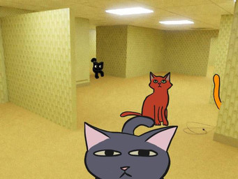 black_body black_fur feral fur ginger_fur green_eyes grey_body grey_fur group narrowed_eyes orange_body orange_fur photo quadruped short_fur beancat44 the_backrooms domestic_cat felid feline felis mammal 2022 4:3
