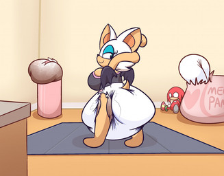 anthro bat_ears bat_wings big_breasts big_diaper blue_eyes breasts diaper diaper_package diaper_pail feces female fur layering_diaper mat membrane_(anatomy) membranous_wings multiple_diapers plushie raised_arm smug soiled_diaper soiling solo stretching tail unclean_diaper used_diaper white_body white_fur wings dummydoodles sega sonic_the_hedgehog_(series) knuckles_the_echidna rouge_the_bat bat mammal