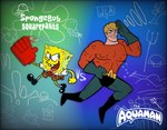 black_eyes blonde_hair blue_eyes chum_bucket clothing flower flower_cloud_(spongebob) gloves hair handwear male muscular muscular_male plant smile spongebob's_pineapple yellow_body yellow_skin bagofcobbles aquaman_(copyright) dc_comics death_battle hanna-barbera nickelodeon spongebob_squarepants super_friends aquaman spongebob_squarepants_(character) ambient_jellyfish ambient_sealife human mammal marine sea_sponge crossover hi_res