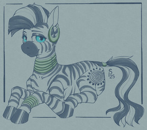 blue_eyes bracelet cutie_mark ear_piercing eyebrows eyelashes female hooves jewelry neck_ring piercing solo stray_prey friendship_is_magic hasbro my_little_pony zecora_(mlp) equid equine mammal zebra 2025 digital_media_(artwork) full-length_portrait hi_res portrait
