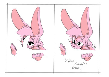 anthro ball_suck balls cheek_tuft erection facial_tuft fur genitals half-closed_eyes humanoid_genitalia humanoid_penis male narrowed_eyes onomatopoeia oral penis pink_body pink_fur sex solo sound_effects sucking text tuft wide_eyed xing1 lagomorph leporid mammal rabbit absurd_res english_text hi_res