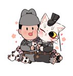 anthro asian_clothing blush chibi chinese_clothing clothing doll duo east_asian_clothing fur male plushie white_body white_fur mr.ant white_cat_legend chen_shi_(white_cat_legend) li_bing_(white_cat_legend) domestic_cat felid feline felis human mammal