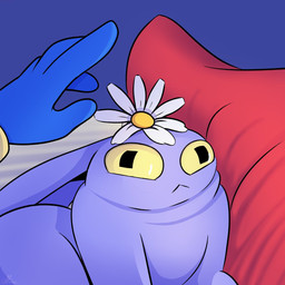 4_fingers bed cross-eyed ears_down feral fingers flower flower_on_head furniture male mostly_offscreen_character pillow pivoted_ears plant solo squish screaming_alice glitch_productions the_amazing_digital_circus jax_(tadc) pomni_(tadc) lagomorph leporid mammal rabbit 1:1 hi_res meme