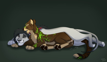 after_sex after_vaginal animal_genitalia animal_vulva anthro bodily_fluids cum cum_from_vagina cum_in_vagina cum_inside cum_string duo feet female fur genital_fluids genitals leaking_cum lying male male/female narrowed_eyes on_front on_side one_eye_closed pawpads paws simple_background smile tail teeth text toes vulva caraluca felid feline lion mammal pantherine artist_name digital_media_(artwork) hi_res
