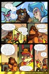 anthro box container detailed_background dialogue facial_hair gift_box goatee hair holding_object male male_anthro red_hair size_difference text thekinkybear bax_(monkeydbax) dude_lyena johnny_bunny karou_(thekbear) bear felid haplorhine hybrid lagomorph leporid lion mammal monkey pantherine primate rabbit absurd_res comic english_text hi_res url